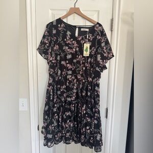 Nemidor Floral Black Midi Dress